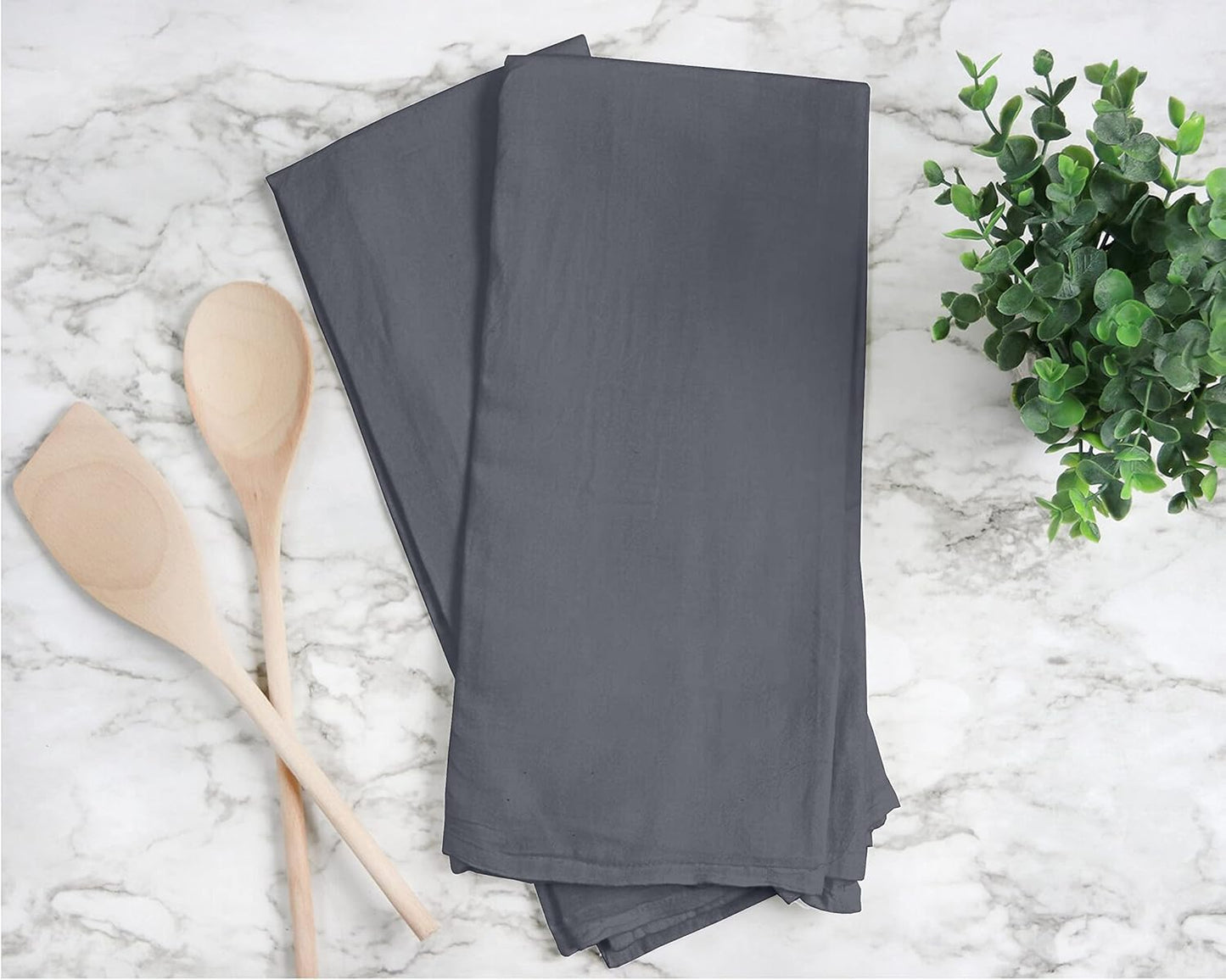 RUVANTI Flour Sack Towels 6 Pack 28x28 Inch, 100% Cotton Tea Towel, Reusable, Machine Washable, Absorbent BarTowels - Dish Cloth Perfect for Drying Dishes & Cleaning - Grey