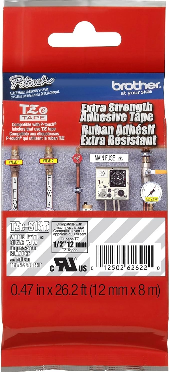 Brother Genuine P-touch TZE-MQG35 Tape, 1/2" (0.47") Wide Standard Laminated Tape, White on Lime Green, Laminated for Indoor or Outdoor Use, Water-Resistant, 0.47" x 16.4' (12mm x 5M), TZEMQG45