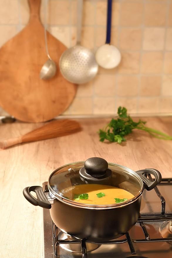 RAVELLI Italia Linea 30 Non Stick Dutch Oven with Glass Lid (5 Quart)