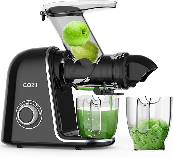 COZII Cold Press Juicer,Slow Masticating Juicer Extractor Soft/hard Mode & Quiet Motor,3.6 Inch Large Feed Chute For Vegetable and Fruit,Easy to Clean Juicer Machines,Dishwasher Safe,High Juice Yield