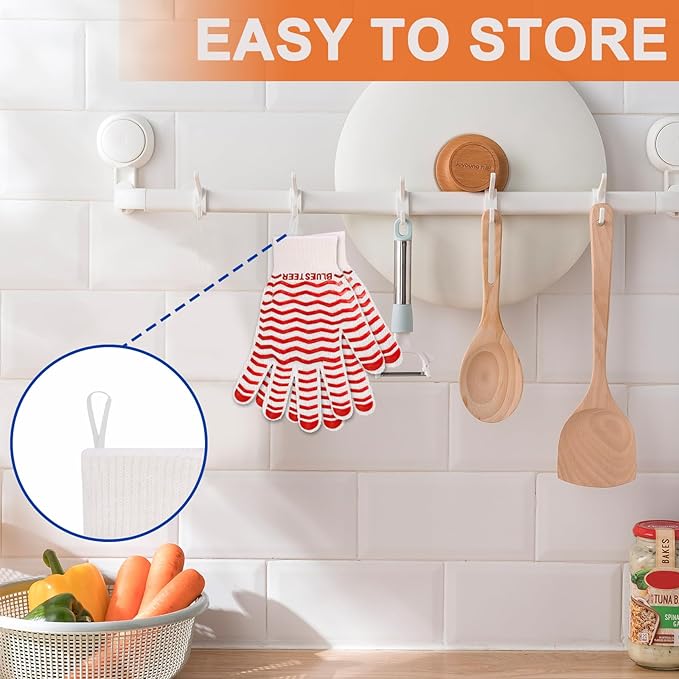 Oven Gloves 932°F Heat Resistant Oven Mitts with Fingers, Heat Proof BBQ Grill Gloves Silicone Grip Fireproof Gloves for Kitchen Cooking Grilling Baking