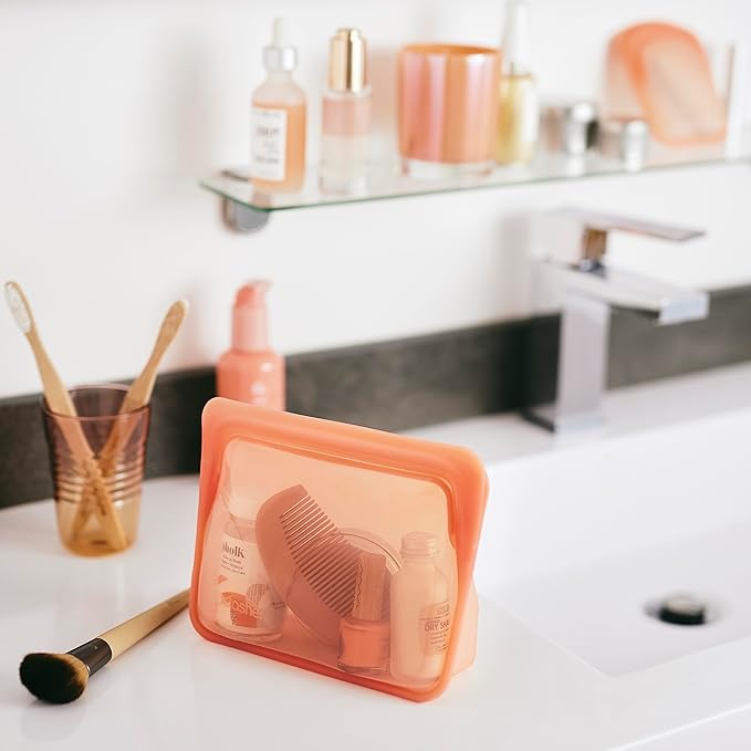 Stasher Premium Silicone Reusable Food Storage Stand-Up Mini Bag, Green, Microwave, Sous Vide, Dishwasher, Oven and Freezer Safe, BPA Free, Leak-free, Eco-friendly, 28 Oz (Pack of 2)