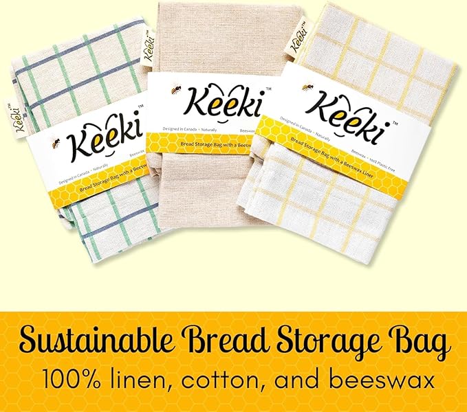 Keeki Bag - The Original Beeswax Lined Bread Bag for Homemade & Sourdough | Reusable Linen Bread Storage | Beeswax Wrap Alternative | Plastic-Free Storage w/Wide Drawstring Closure (Pink, Regular)