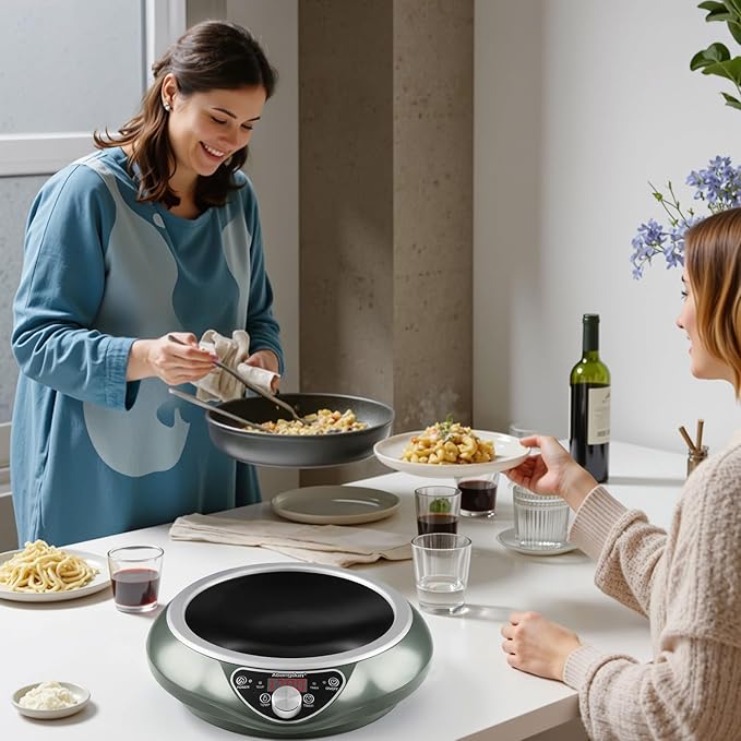 1700W/85V~120V Electric Wok Used For Home And Commercial,Induction Cooktop With Stainless Steel Pot Provide Quick Heat-up and Faster Cooking Times