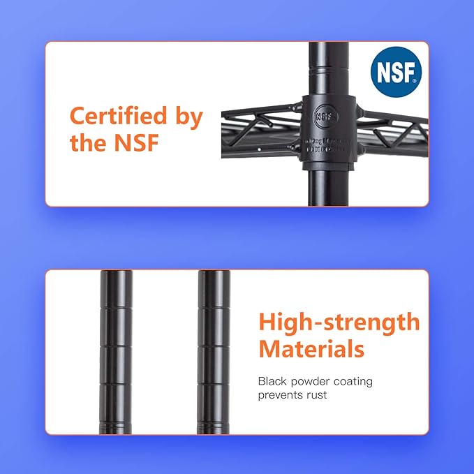 36" L×14" W×54" H Commercial Wire Shelving Unit Metal Shelf with 4 Tier Adjustable Layer Rack Strong Steel for Restaurant Garage Pantry Kitchen Garage,Black