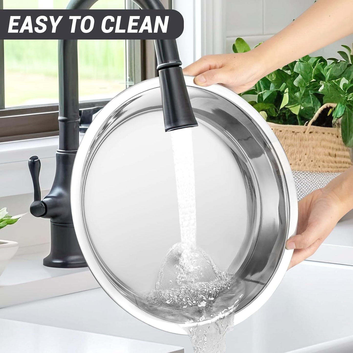 Round Chafing Dishes for Buffet 5 Qt,High Grade Chafing Dish Buffet Set with Stainless Steel Lid & Lid Holder,Full Size Pan,Food Warmers for Parties,Buffet,Wedding, Birthday 4 Pack (Silver)