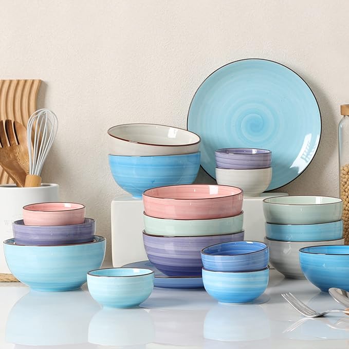 Selamica Ceramic 12 Oz Dessert Bowls Set, Small Cereal Bowls for Kitchen, 4.7 Inch Ice Cream Bowls for Snack Side Dishes Dips, Microwave Dishwasher Safe, Set of 6, Gradient Color