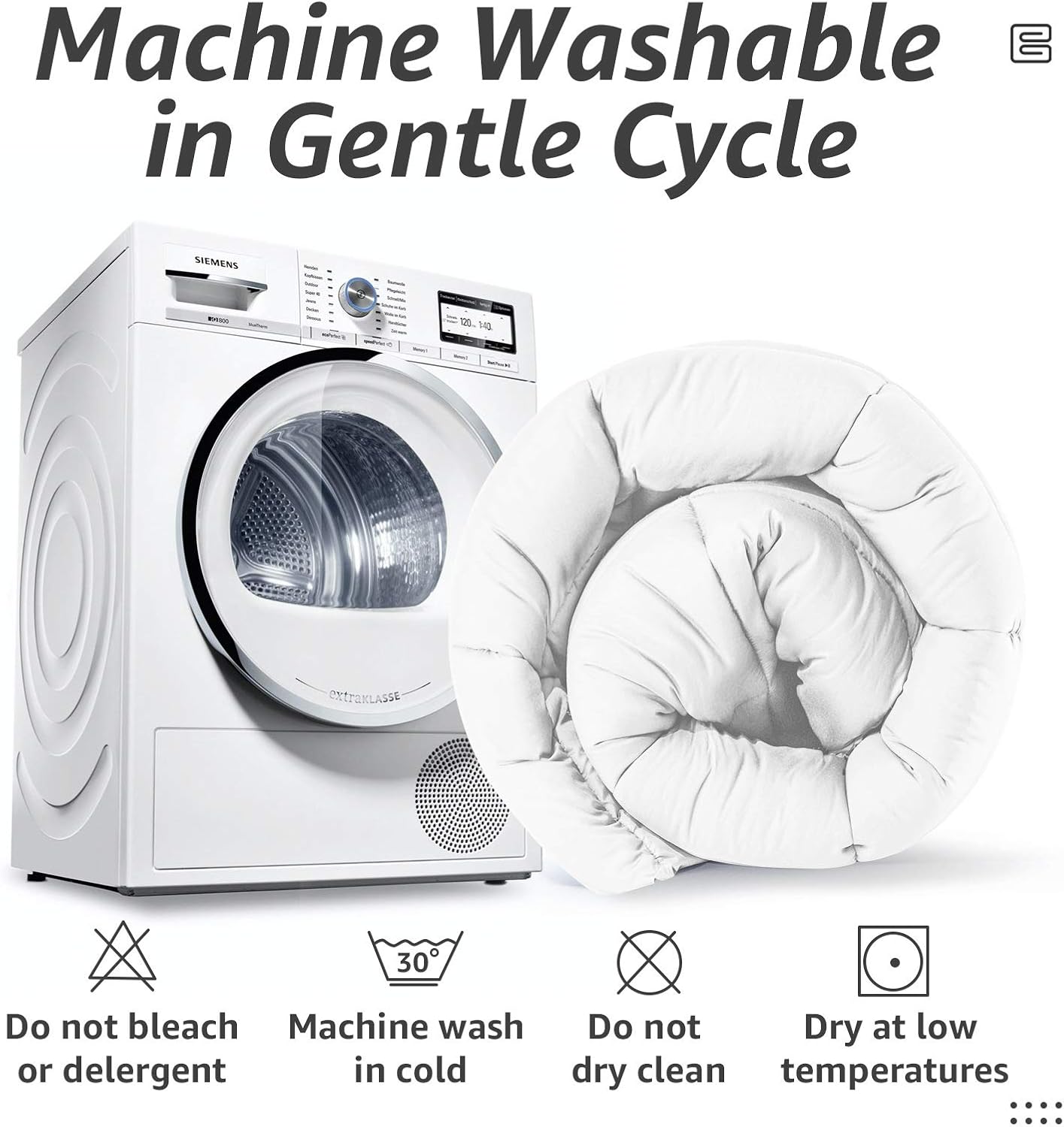 HYLEORY All Season Queen Size Bed Comforter - Cooling Goose Down Alternative Quilted Duvet Insert with Corner Tabs - Winter Warm - Machine Washable - White