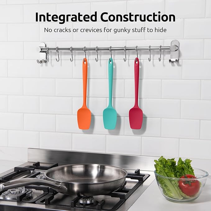 U-Taste Silicone Spoon Spatula Set: 480ºF Heat Resistant Food Grade Flexible Rubber Spoonula, Nonstick Cooking Mixing Scooping Kitchen Baking Scraper Utensils Set of 3 for Pan, Pot, Bowl (Colorful)