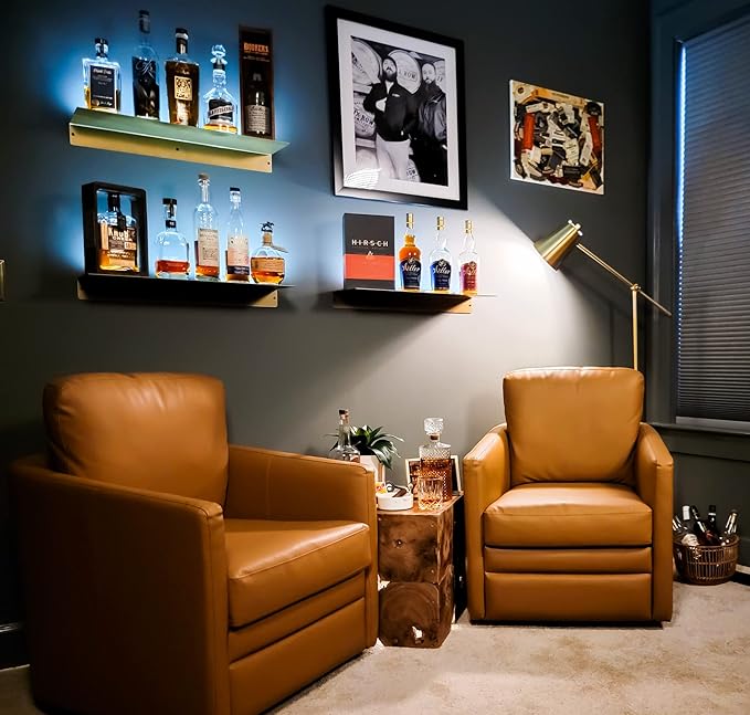 DIY CARTEL Made in USA 24 Inch Linear Floating Shelf - Raw Steel - Industrial Heavy Duty Metal Wall Mounted Modern Farmhouse Rustic Designed Shelf Ledge (24-in X 8-in Powder Coated Gold)