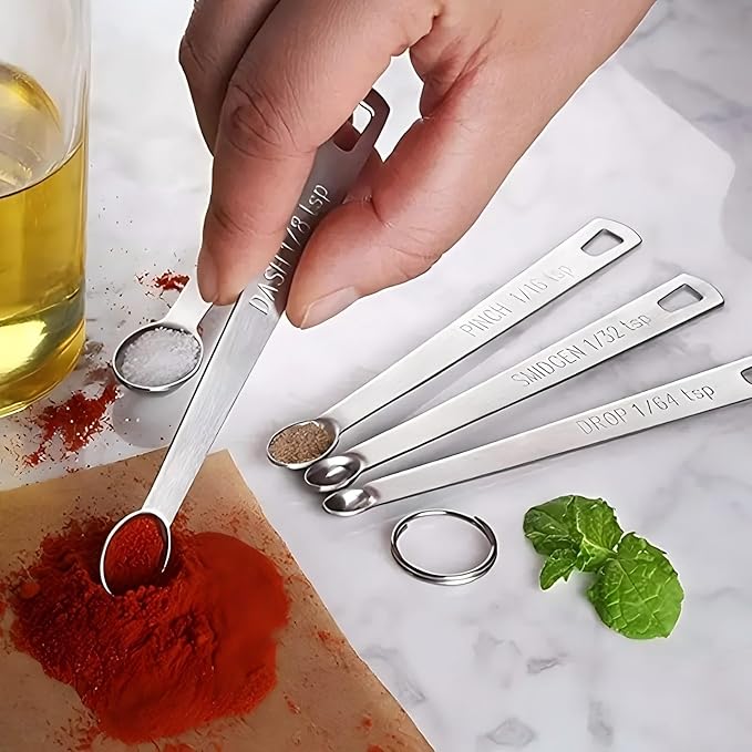 18PCS Measuring Cups and Spoons Set, Include 7 Nesting Measuring Cups, 6 Measuring Spoons and 5 Mini Spoons, Stainless Steel Metal Measuring Set, Kitchen Gadgets for Cooking & Baking