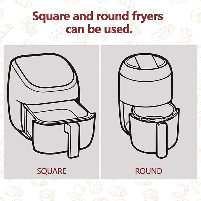 10 Inch Air Fryer Liners Disposable, 100 Pack Parchment Paper Sheets for Air Fryer Basket, Non-Stick, Disposable, Unbleached, Heat Resistant, Fits 5-8 QT Air Fryers, Oil-Free & Healthy Cooking