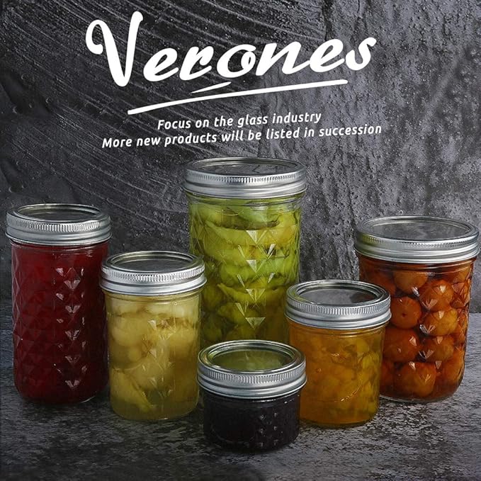 VERONES Mason Jars 6 OZ, 20 PACK 6oz Mason jars Canning Jars Jelly Jars With Lids, Ideal for Jam, Honey, Wedding Favors, Shower Favors, Extra 20 Lids
