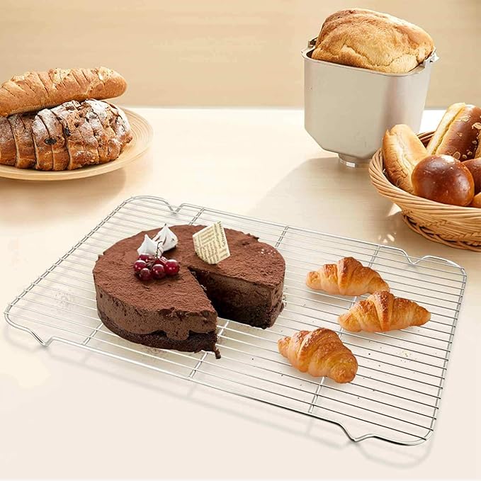 TeamFar Baking Sheet with Cooling Rack, Stainless Steel Half Size Cookie Sheet Pan and Baking Rack Set, 20’’×14’’×1’’, Non Toxic & Rust Free, Thick & Heavy Duty, Mirror Finish & Dishwasher Safe