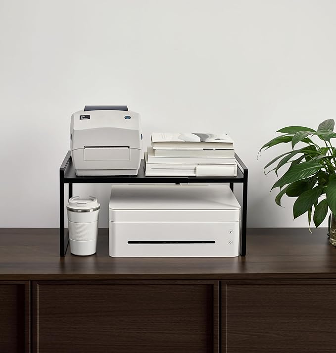 Nxconsu Expandable Cabinet Shelf Organizer Riser for Kitchen Pantry Cupboard Under Sink Countertop Home Storage Organization Rack Space Saver Freestanding Heavy Duty Nonslip Stackable Black X Large