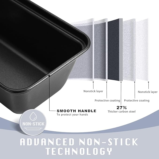 HONGBAKE 6 Pack Mini Loaf Pan for Baking Bread, 6 x 3.3 x 2 Inches Nonstick Small Banana Bread Tins Set for Homemade,Tiny Carbon Steel Meatloaf Pan - Dark Grey