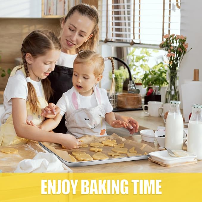Baking Sheet, Cookie Sheet, Stainless Steel Baking Pan, 2 Piece-16''x 12'' x 1'', Sheet Pan for Oven, Jelly Roll Pan, Baking Tray for Baking&Roasting, Nonstick&Nontoxic&Easy Clean