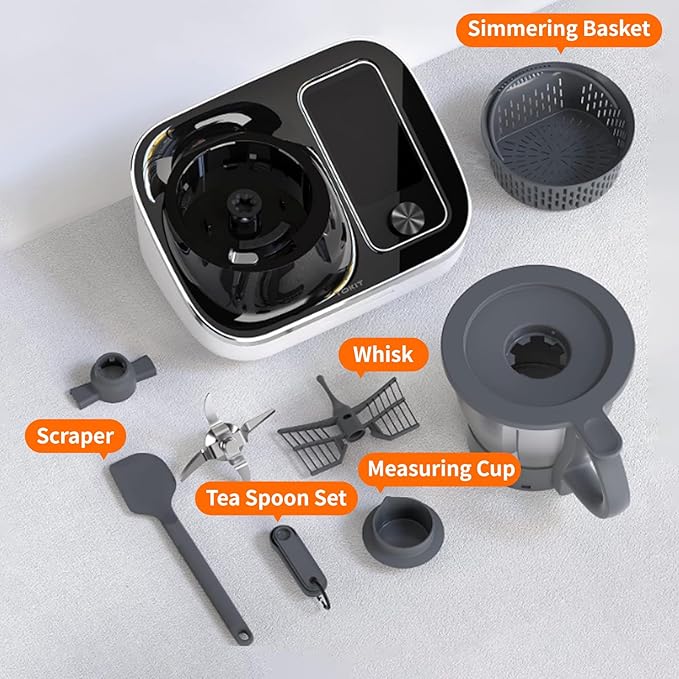 TOKIT Omni Cook C2 Smart Cooking Robot Food Processor Thermomix Automatic Cooking Machine 21 Functions AI Cooker Robot- Blender, Stirrer, Fry, Steamer, Chopper, Cutter, 3000+ Free Recipes, 95°F-356℉