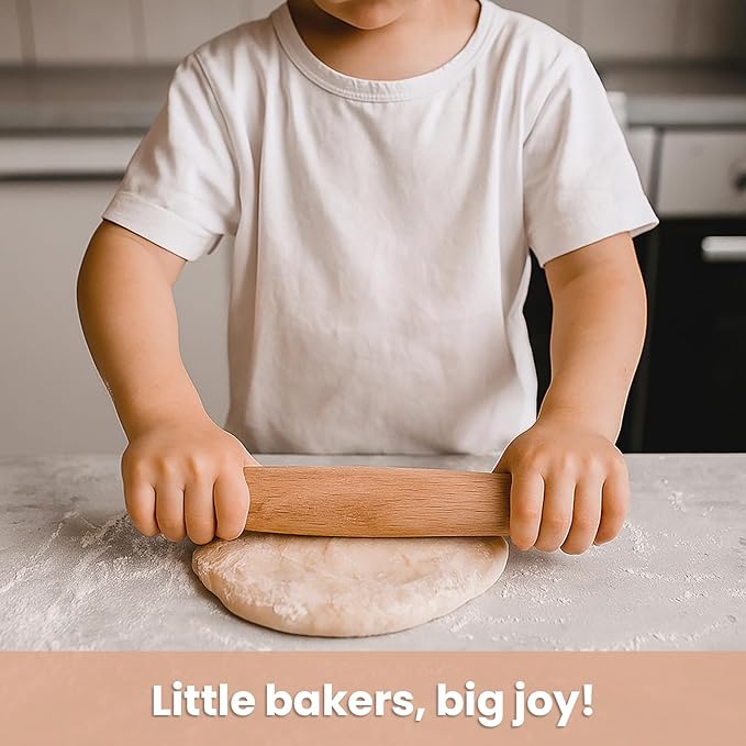 Elsjoy 12 Pack 8 Inch Small Wood Rolling Pins, Non-Stick Wooden Dough Roller Pin for Baking Pie, Cookie, Pasta, Dumpling