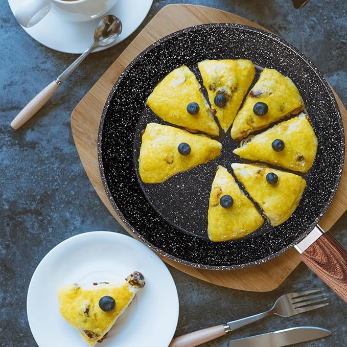 Pots and Pans Set Non Stick, Ceramic Cookware Set with Granite Pattern Kitchen Cooking Sets Induction Pot and Pan w/Frying Pans, Saucepans, Casserole, Non-Toxic, PTFE/PFOA/PFOS-Free, Black