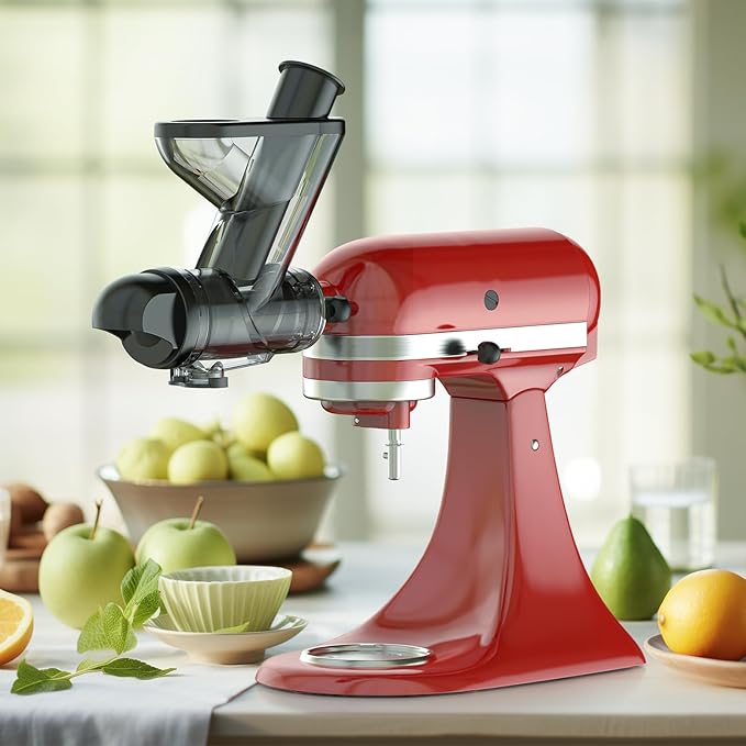 Masticating Juicer Attachment for KitchenAid Stand Mixer, Cold Pressed Juicer Machine, Slow Masticating with Dual Feed Chute, Bladeless Design, Max Nutrient Retention, Easy Clean by InnoMoon
