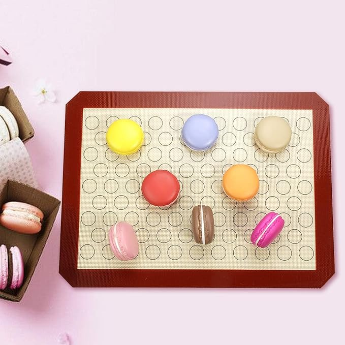 Baking Sheet with Silicone Mat Set, Set of 8 (4 Sheets + 4 Mats), Stainless Steel Cookie Sheet Baking Pans with Reusable Silicone Baking Mat, Non Toxic & Heavy Duty & Easy Clean