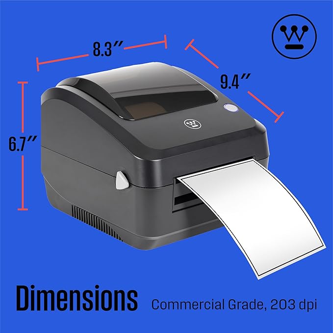 Westinghouse Thermal Shipping Label Printer USB, 4x6 Label Commercial Grade, Compatible with USPS, UPS, FedEx, eBay, Shopify, Amazon, & More, Desktop Label Printer for Packages, Includes Sample Labels