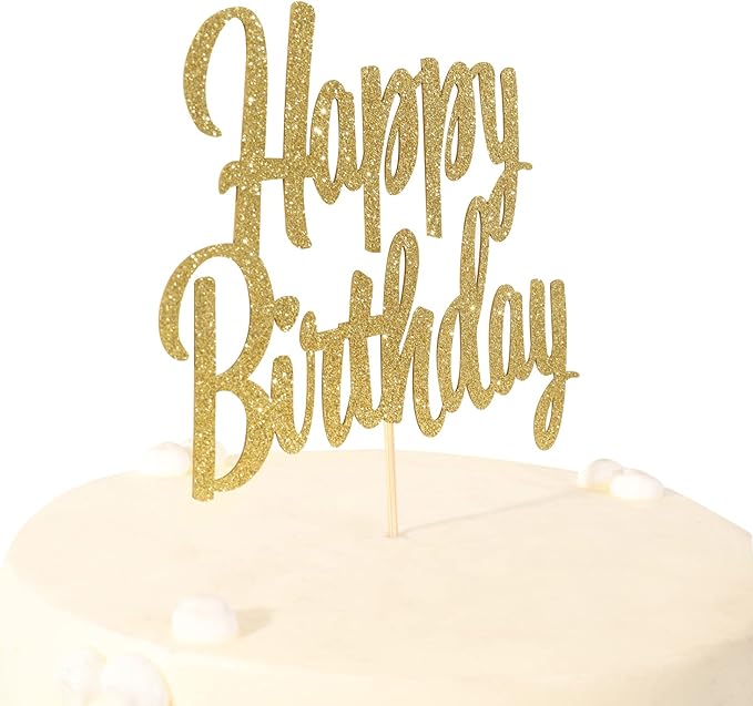 Happy Birthday cake topper - 1/10/13/15/16th gold cake topper, 1st/21st birthday party cake Happy Birthdays,30/40/50/60/70/80/90/100th happy birthday cake topper