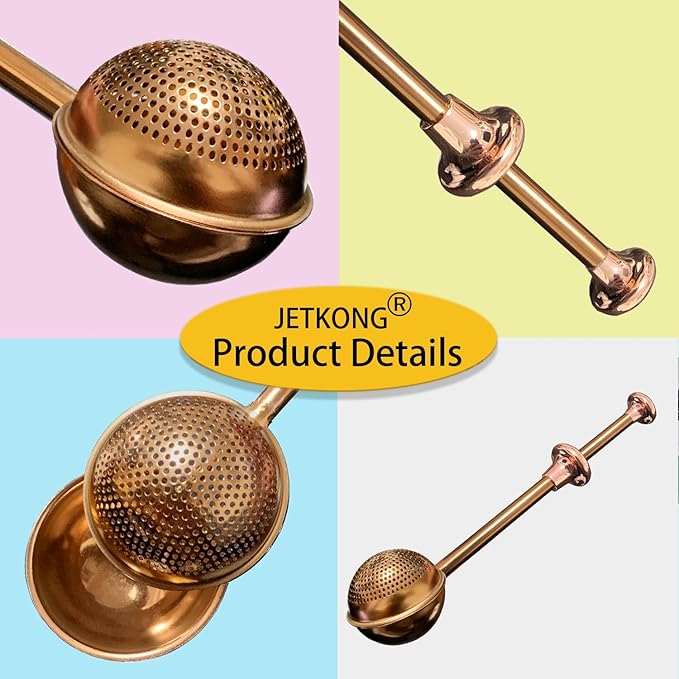 JETKONG Baker's Dusting Wand for Sugar, Flour and Spices, Stainless Steel Powdered Sugar Shaker Duster Sifter, Set of 2 (Brown)