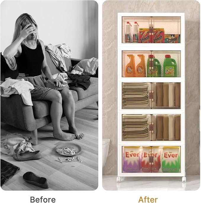 Extra Large Stackable Storage Bins with Lids and Wheels, Foldable Collapsible Closet Organizers,504QT-168QT/42GAL*3Pack Plastic Stackable Storage drawers for bedroom Dorm