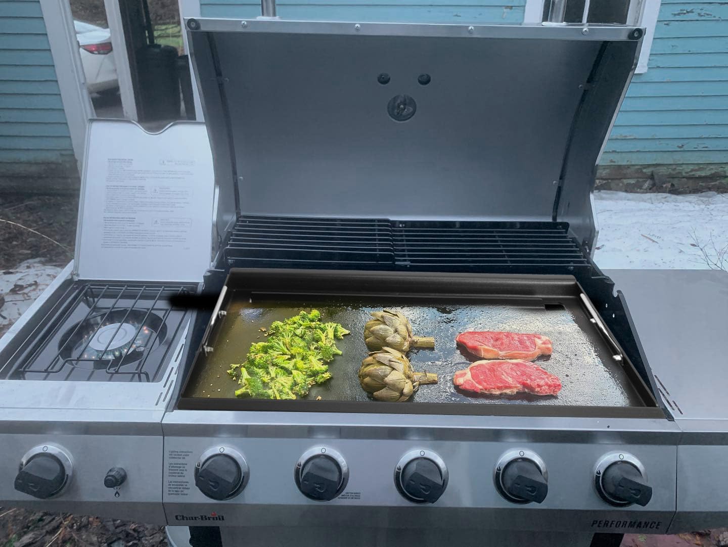 Full Size Griddle Inserts for Char-Broil Performance 5 Burner Series, Flat Top Griddle for Charbroil 463448021 463455021 463458021 463450022 463451022 Grill, Replace for G426-0004-W1 G426-0005-W1