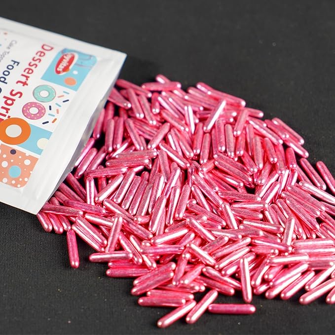 Rose Gold Sprinkles, Metallic Rods Sugar, Sprinkles For Cake Decorating, Baking, Cupcakes Decorating, Cake Toppers, Holiday, Wedding Party, 150g/5.29oz