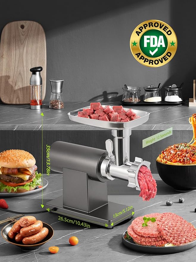 Meat Grinder Electric 3200W Meat Mincer Chopper Machine Multifunctional with Cutting Blade 3 Grinding Plates 3 Sausage Stuffers Kubbe Kit Juicer Cheese Grater Veggie Shredder