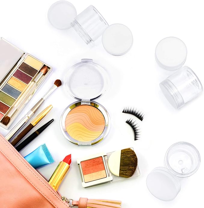 SATINIOR 6 Pack 3 oz Plastic Jars Containers with Lids Wide-mouth Refillable Leakproof Reusable Round Empty Jars for Travel Cosmetic Dry Food Spice Candy Cookie Home Kitchen Organizing (Clear)