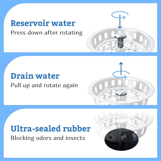 Metal World BS10101BN-4P Post Style Sink Strainer, 3-1/2" Metal Kitchen Strainer, Cast Brass Body Basket Strainer, Strainer with Stainless Steel Basket, Brushed Nickel Finish 4 Pack