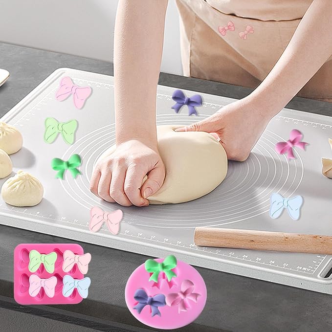 5 Pcs Bow Silicone Mold Fondant Bow Mold Chocolate Candy Cake Pop Molds Bow Molds for Wedding Birthday Party Dessert Cake Supplies Baking DIY