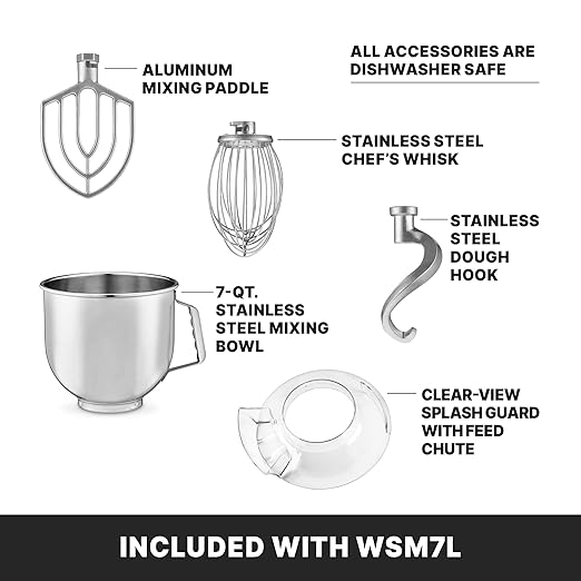 Waring Commercial Planetary 7 Quart Large Stand Mixer | Tilt Head | Countertop Chef Professional Restaurant Industrial Grade | Stainless Steel Bowl | Bakery Bread Dough | WSM7L | 1/2 HP 120V, Blue