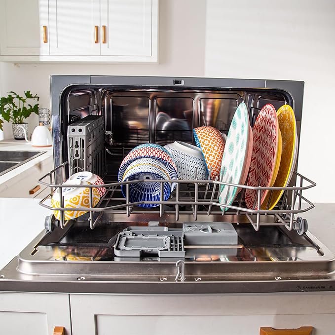 Ceramic Soup Bowls Set - 23 Oz Deep Cereal Bowl for kitchen - 6 Inch Porcelain Salad Bowl for Pasta, Dessert, Ramen - Microwave Dishwasher Safe - Set of 6 - Assorted Colors