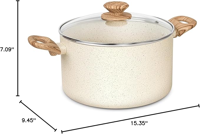 MICHELANGELO Stock Pot - 6 Qt Soup Pot with Lid, Non Stick Pots with Granite Coating, Non Toxic Cooking Pots for All Stovetops, with Stay Cool Handles
