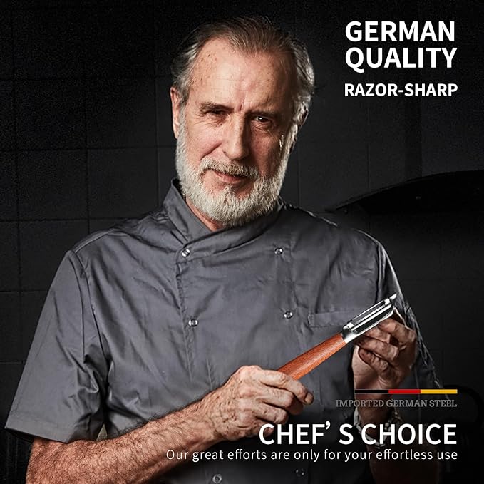 MAD SHARK Ultra Sharp Potato Peelers for Kitchen,Vegetable Peeler,Fruit Peeler Easy to Use Rosewood I Peeler Non-Slip Ergonomic Grips for Carrot, Veggie,Cucumber, Apple(3 Years Warranty)