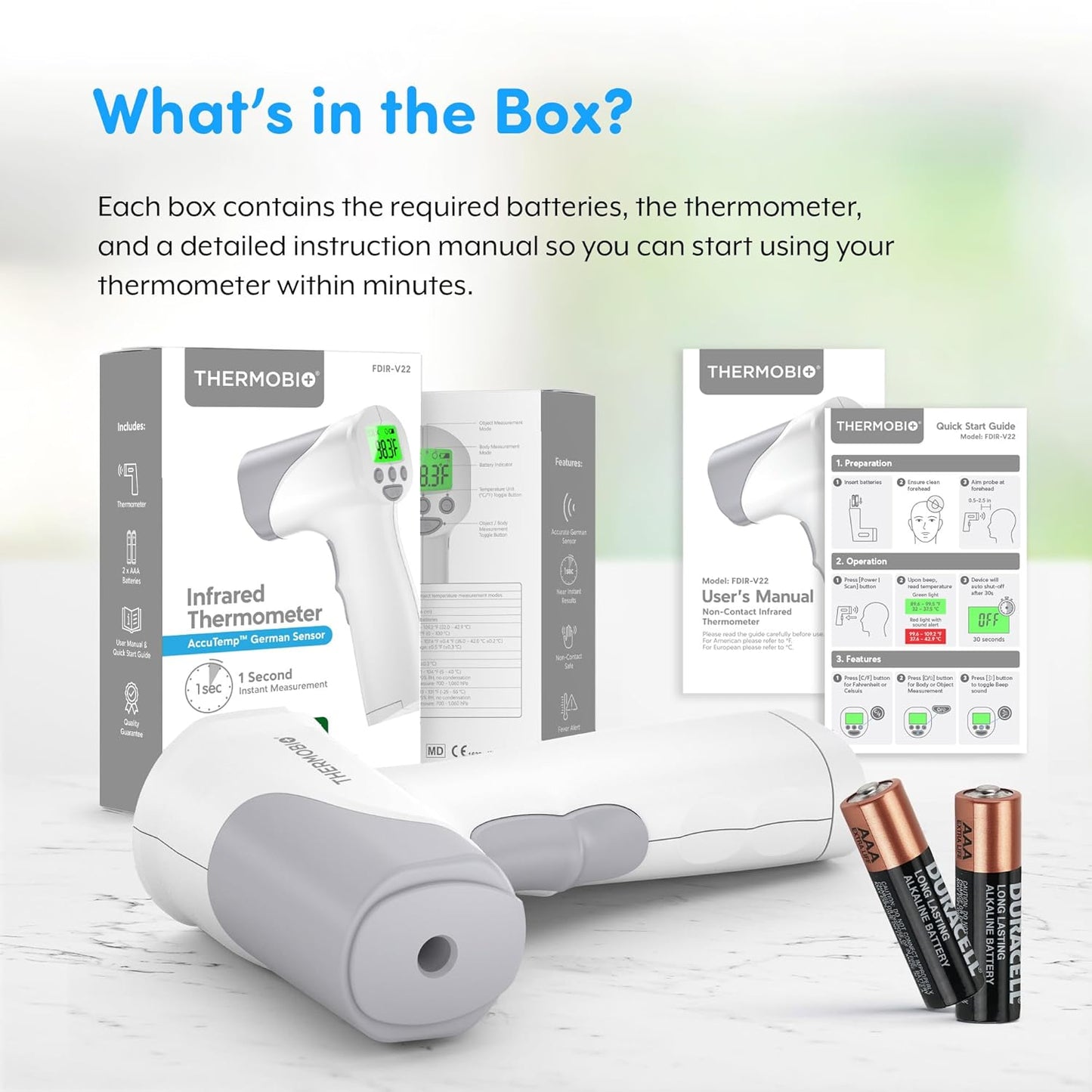 Medical Grade FSA-HSA Eligible Heavy Duty Touchless Infrared Forehead Thermometer, for Adults & Baby Digital Thermometer Gun, 1s Instant Results