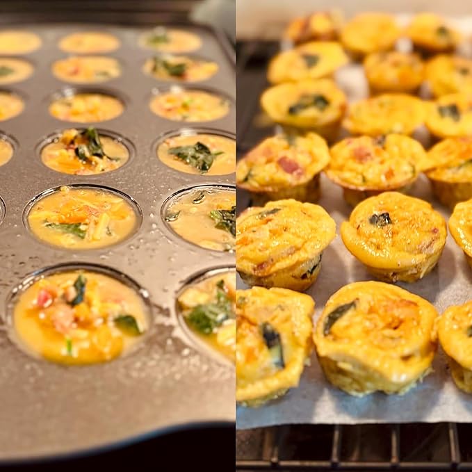 Mini Muffin Cupcake Pans 2 Pack, 24-Well Nonstick Mini Muffin Tin, PTFE Free and Dishwasher Safe