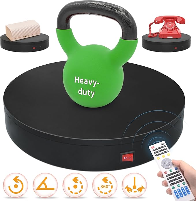 12.6In Remote Motorized Electric Turntable Rotating Display Stand Rotating Platform Photography Turntable motorized lazy susan base giratoria para for Photography,3D Scanner,(Load Range:88~300lbs)