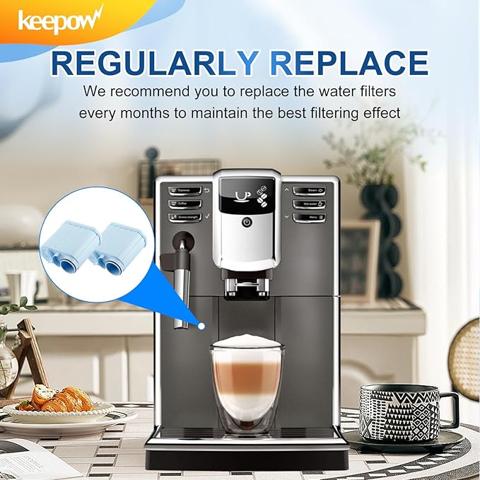 KEEPOW CA6903 Coffee Filter Compatible with Philips AquaClean, Aqua Clean Dedicated Anti-Lime Calc and Water Filter for Super-Automatic Espresso Machine, 3 Pack