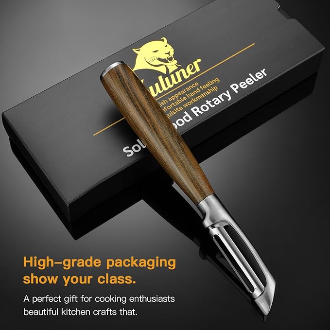 Premium I Type 304 Stainless Steel Multifunctional Kitchen Peeler Real Wood Handle Ultra Sharp Blade Vegetable Potato Apple(Agarwood)