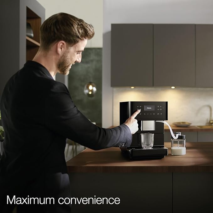 Miele CM 6160 MilkPerfection Automatic Wifi Coffee Maker & Espresso Machine Combo, Obsidian Black - Grinder, Milk Frother