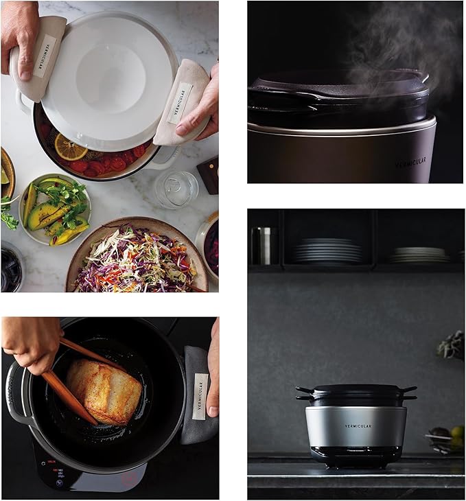 Vermicular Musui–Kamado (RICEPOT) | Cast Iron Induction Cooker | Precision Multicooker | Japanese Rice Cooker | Slow Cooker | Non-Toxic Enameled Cast Iron Pot | Charcoal | US Model (120V)