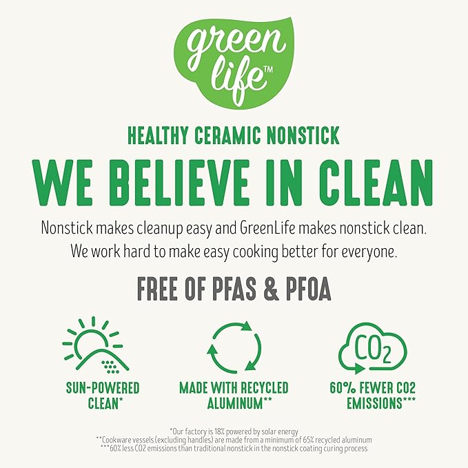 GreenLife 16 Piece Nonstick Cookware Set, Soft Grip Non-Toxic PFAS-Free Ceramic Pots & Pans, Dishwasher & Oven Safe, Frying, Sauce, Utensils, Glass Lids, Stay-Cool Handles, Wobble Free, Periwinkle