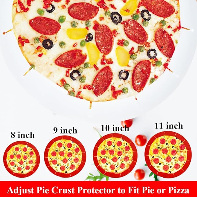 Adjustable Pie Crust Shields Baking Protectors, Silicone Cover Ring Fits 8-11.4 Inch Pies, Baking Pie Pizza Crust Shield Protector Cover for Edges (Transparent-1pcs)