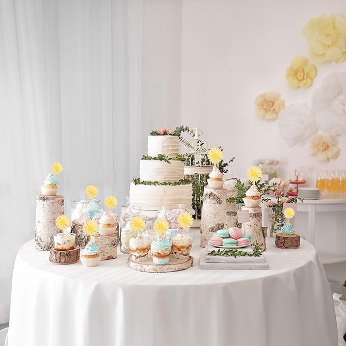 24Pcs Daisy Cupcake Toppers Daisy Flower Party Picks Spring Daisy Toothpicks Chrysanthemum Food Picks Girls Baby Shower Birthday Wedding Party Decorations Yellow